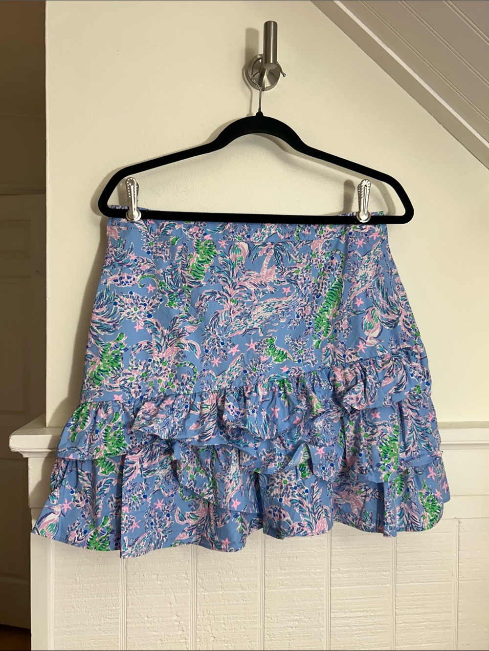 Lilly Pulitzer Rosalie Ruffle Skirt Blue Peri The Turtle Print size 8 - Picture 7 of 11